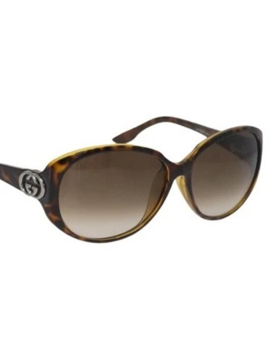 GUCCI Tortoise Pattern Sunglasses Plastic Brown Silver Auth BA13261 main image 7